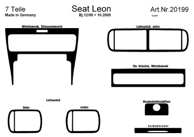Foto van Prewoodec interieurset seat leon 11/1999- incl. airco 7-delig - blauw seat leon (1m1) via winparts