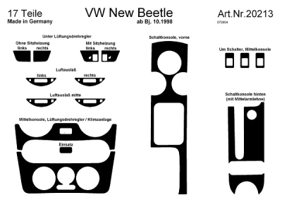 Foto van Prewoodec interieurset volkswagen beetle 3/1998- incl.armsteun 15-delig - wortelnoot volkswagen new beetle (9c1, 1c1) via winparts