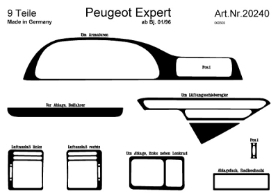 Prewoodec interieurset peugeot expert 1/1996- 9-delig - wortelnoot peugeot expert bestelwagen (vf3a_, vf3u_, vf3x_)  winparts