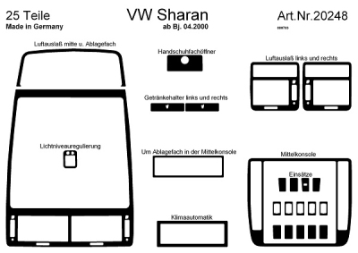 Prewoodec interieurset volkswagen sharan 04/2000- 24-delig - wortelnoot volkswagen sharan (7m8, 7m9, 7m6)  winparts