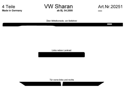 Prewoodec interieurset volkswagen sharan 04/2000- 4-delig - wortelnoot volkswagen sharan (7m8, 7m9, 7m6)  winparts