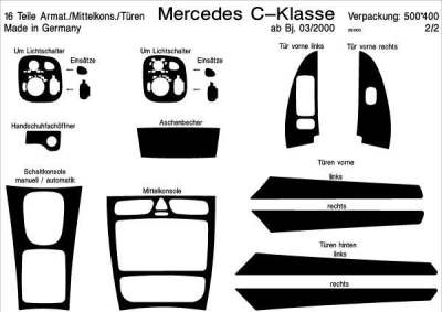 Foto van Prewoodec interieurset mercedes c-klasse w203 3/2000- - aluminium mercedes-benz c-klasse sportcoupe (cl203) via winparts
