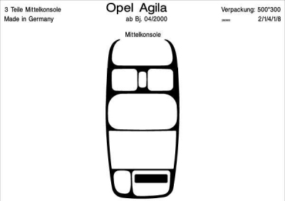 Prewoodec interieurset opel agila 4/2000- - aluminium opel agila (b) (h08)  winparts