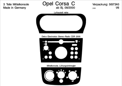 Prewoodec interieurset opel corsa c excl. airco 8/2000- (delco) - wortelnoot opel corsa c (f08, f68)  winparts