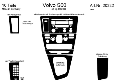 Prewoodec interieurset volvo s60 automaat 8/2000- (audio hu603) - aluminium volvo s60 i  winparts
