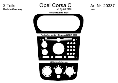 Prewoodec interieurset opel corsa c 8/2000- excl. airco (navi siemens) - wortelnoot opel corsa c (f08, f68)  winparts