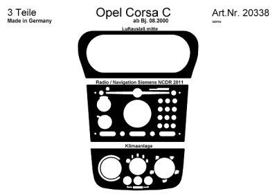 Prewoodec interieurset opel corsa c 8/2000- incl. airco (navi siemens) - wortelnoot opel corsa c (f08, f68)  winparts