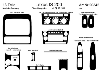 Prewoodec interieurset lexus is200 excl. navi 9/2000- - wortelnoot lexus is i (jce1_, gxe1_)  winparts