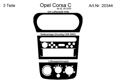 Prewoodec interieurset opel corsa c 8/2000- excl. airco (grundig) - aluminium opel corsa c (f08, f68)  winparts