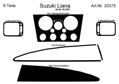 Prewoodec interieurset suzuki liana 06/2001- - aluminium suzuki liana (er, rh_)  winparts