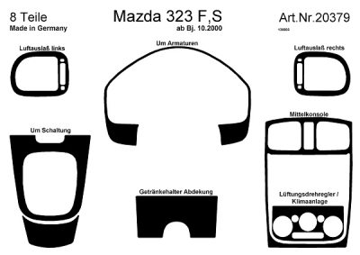 Prewoodec interieurset mazda 323f/s 10/2000- 8-delig - wortelnoot mazda 323 s v (ba)  winparts