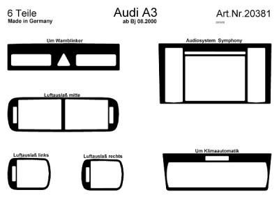 Foto van Prewoodec interieurset audi a3 8/2000-2003 excl. climate controltronic - wortelnoot audi a3 (8l1) via winparts