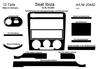 Foto van Prewoodec interieurset seat ibiza 6l 4/2002- 12-delig - aluminium seat ibiza iv (6l1) via winparts