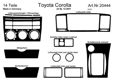 Prewoodec interieurset toyota corolla 12/2001- 14-delig - wortelnoot toyota corolla (cde12_, zze12_, nde12_, zde12_)  winparts