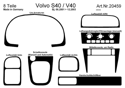 Prewoodec interieurset volvo s40/v40 2001-2003 incl. airco - wortelnoot volvo s40 i (vs)  winparts