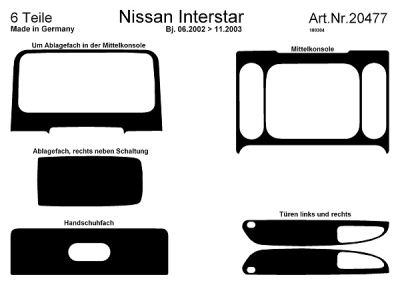 Foto van Prewoodec interieurset nissan interstar 2002-2003 6-delig - wortelnoot nissan interstar open laadbak/ chassis via winparts