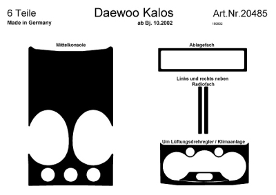 Prewoodec interieurset daewoo kalos 10/2002- 6-delig - wortelnoot daewoo kalos saloon (klas)  winparts