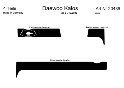 Prewoodec interieurset daewoo kalos 10/2002- 4-delig - wortelnoot daewoo kalos saloon (klas)  winparts