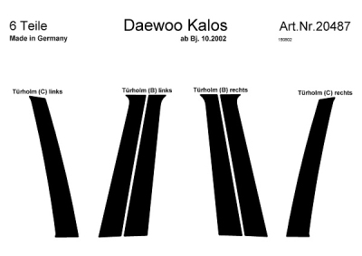 Foto van Prewoodec exterieurset daewoo kalos 10/2002- 6-delig - wortelnoot daewoo kalos saloon (klas) via winparts