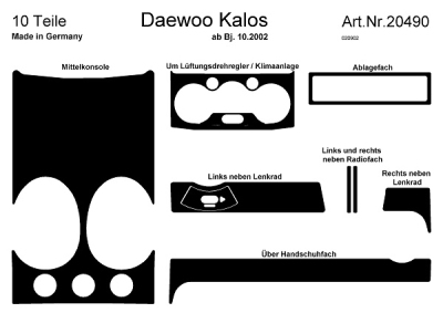 Prewoodec interieurset daewoo kalos 10/2002- 10-delig - wortelnoot daewoo kalos (klas)  winparts