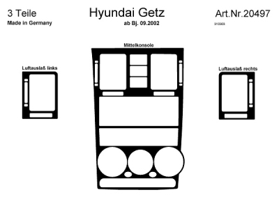 Foto van Prewoodec interieurset hyundai getz 9/2002- 3-delig - aluminium hyundai getz (tb) via winparts