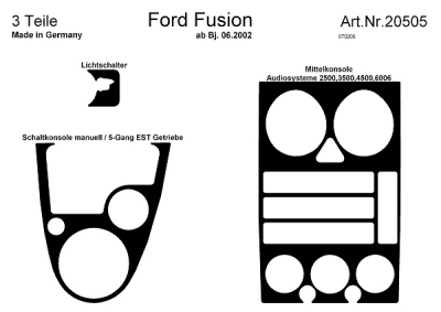 Prewoodec interieurset ford fusion 06/2002- (audio 2500/3500/4500) - aluminium ford fusion (ju_)  winparts