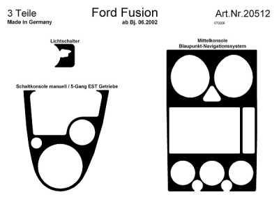 Prewoodec interieurset ford fusion 06/2002- incl. navigatie - aluminium ford fusion (ju_)  winparts