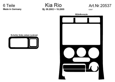 Foto van Prewoodec interieurset kia rio 09/2002- 6-delig - aluminium kia rio stationwagen (dc) via winparts