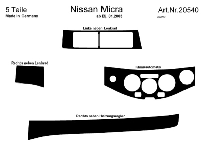 Prewoodec interieurset nissan micra 01/2003- incl. climate control - aluminium nissan micra ii (k11)  winparts