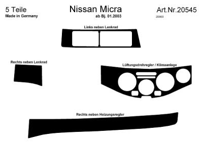 Foto van Prewoodec interieurset nissan micra 01/2003- incl. climate control - aluminium nissan micra iii (k12) via winparts