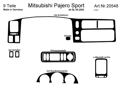 Prewoodec interieurset mitsubishi pajero sport 05/2002- 2-delig - aluminium mitsubishi pajero pinin (h6_w, h7_w)  winparts