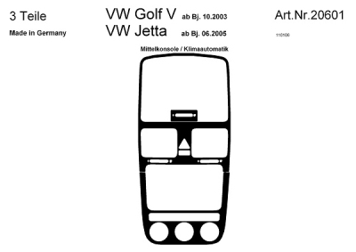 Foto van Prewoodec interieurset volkswagen golf v 10/2003- incl. climatronic 3-delig - aluminium volkswagen golf v variant (1k5) via winparts