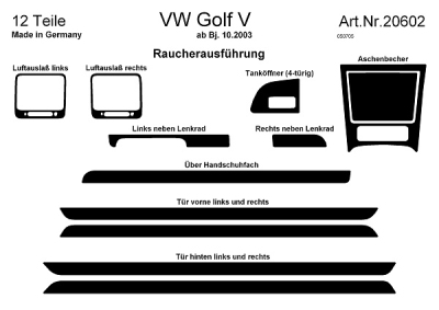 Prewoodec interieurset volkswagen golf v 5-deurs 10/2003- 12-delig - wortelnoot volkswagen golf plus (5m1, 521)  winparts