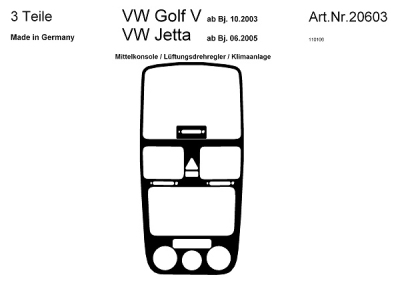 Prewoodec interieurset volkswagen golf v 10/2003- 3-delig - aluminium volkswagen golf v variant (1k5)  winparts