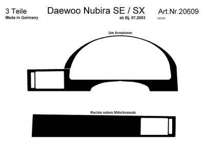 Prewoodec interieurset daewoo nubira se/sx 2003-2008 3-delig - aluminium daewoo nubira wagon (klaj)  winparts