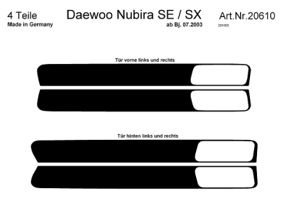 Prewoodec interieurset daewoo nubira se/sx 2003-2008 4-delig - wortelnoot daewoo nubira saloon (klaj)  winparts