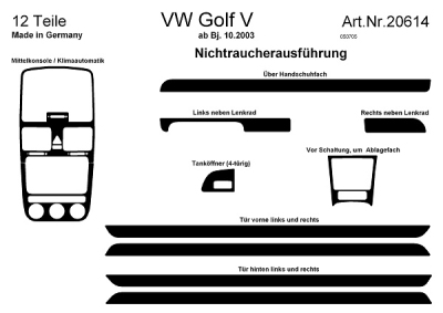 Prewoodec interieurset volkswagen golf v 4/5-deurs 10/2003- incl. climatronic 12-delig - aluminium volkswagen golf v variant (1k5)  winparts