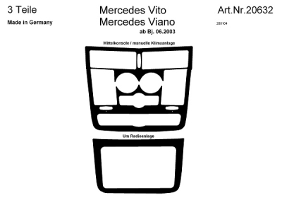 Prewoodec interieurset mercedes viano/vito 6/2003- 3-delig - aluminium mercedes-benz vito bus (w639)  winparts