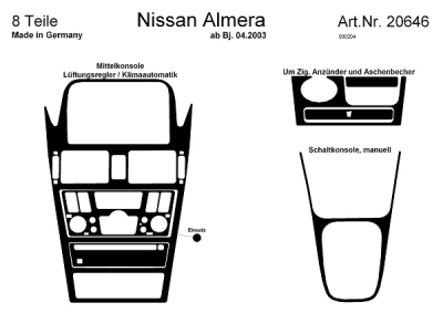 Prewoodec interieurset nissan almera 4/2003- excl. automaat 8-delig - aluminium nissan almera ii hatchback (n16)  winparts