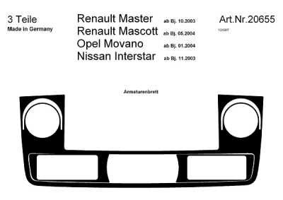 Prewoodec interieurset renault master/opel movano/nissan interstar 10/2003- - aluminium opel movano combi (j9)  winparts