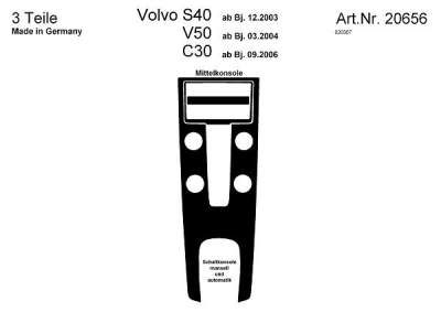 Prewoodec interieurset volvo s40/v50 12/2003- & c30 9/2006- 3-delig - aluminium volvo v50 (mw)  winparts