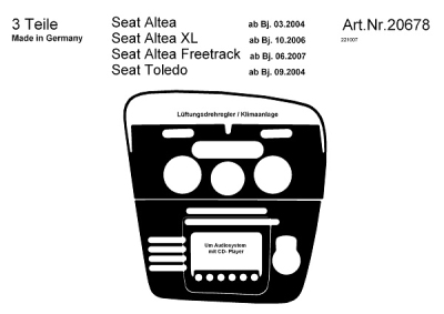 Prewoodec interieurset seat altea/toledo 3/2004- (cd) 3-delig - aluminium seat altea (5p1)  winparts