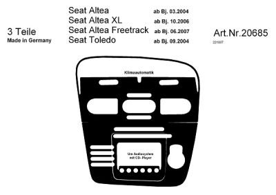 Foto van Prewoodec interieurset seat altea 3/2004- incl. climatronic (cd) 3-delig - aluminium seat altea (5p1) via winparts
