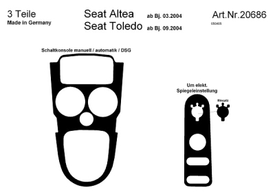 Foto van Prewoodec interieurset seat altea 3/2004- 3-delig - aluminium seat altea (5p1) via winparts