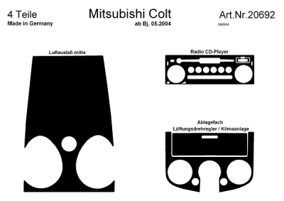 Foto van Prewoodec interieurset mitsubishi colt 5/2004- 2-delig - aluminium mitsubishi colt iii (c5_a) via winparts