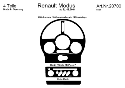 Prewoodec interieurset renault modus 8/2004- 4-delig - aluminium renault modus / grand modus (f/jp0_)  winparts