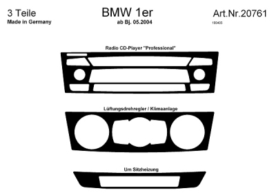 Prewoodec interieurset bmw 1-serie 5/2004- 3-delig (cd prof./stoelverwarming) - aluminium bmw 1 coupé (e82)  winparts