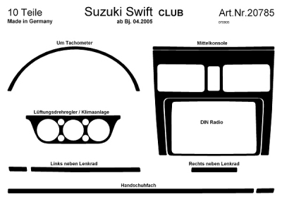 Prewoodec interieurset suzuki swift 4/2005- 10-delig - aluminium  winparts