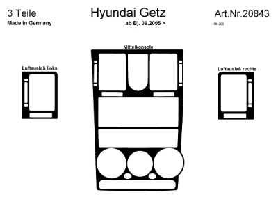 Foto van Prewoodec interieurset hyundai getz 9/2005- 3-delig - aluminium hyundai getz (tb) via winparts