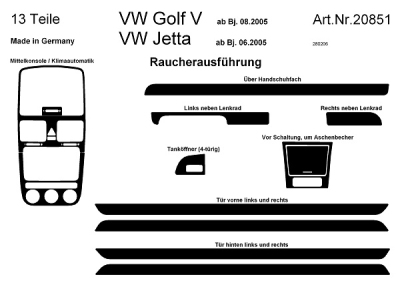 Prewoodec interieurset volkswagen golf v 4/5-deurs incl.climatronic 13-delig - aluminium volkswagen golf plus (5m1, 521)  winparts